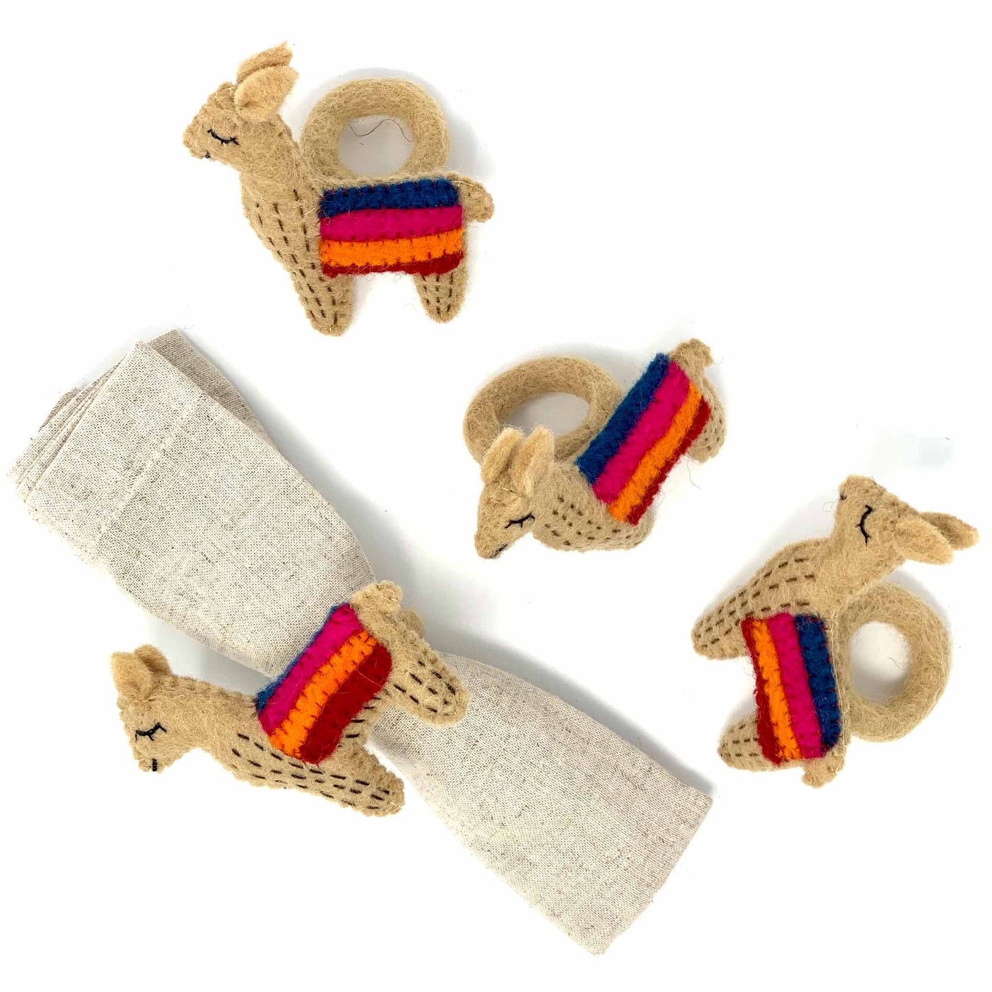 Llama Napkin Rings, Set of Four Tan - Global Groove (T) - Global Groove Life