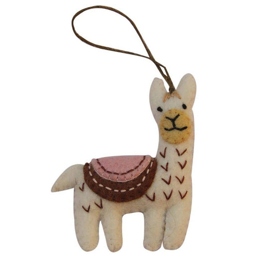 White Felt Llama Ornament - Global Groove (H) - Global Groove Life