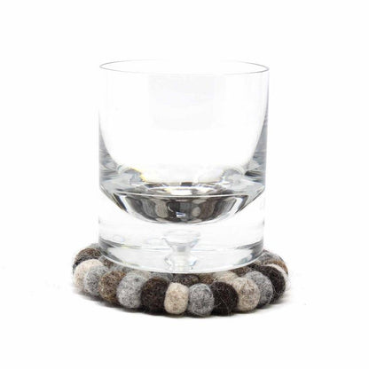 Hand Crafted Felt Ball Coasters from Nepal: 4-pack, Unicolor Grey - Global Groove (T) - Global Groove Life