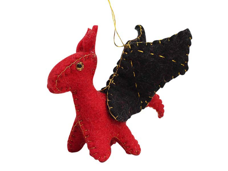 Red and Black Flying Dragon Ornament