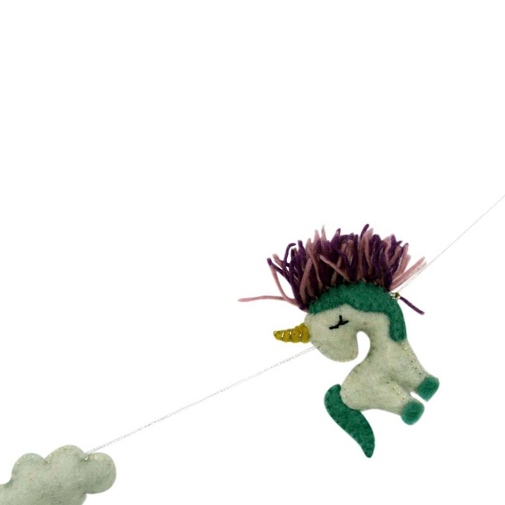 This Global Groove Life, handmade, ethical, fair trade, eco-friendly, sustainable, felt Unicorn Garland ,was created by artisans in Kathmandu Nepal and will bring beautiful color, warmth and fun to your home.