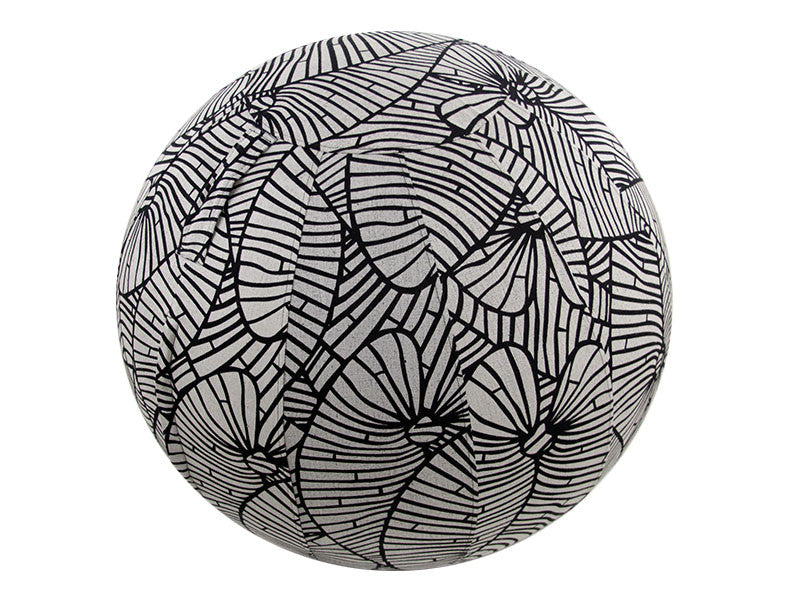 75cm Balance Ball / Yoga Ball Cover: Black & Grey Palm Leaf