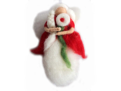 Handmade Felt Silver & Red Forest Fairy Angel--Set of 2