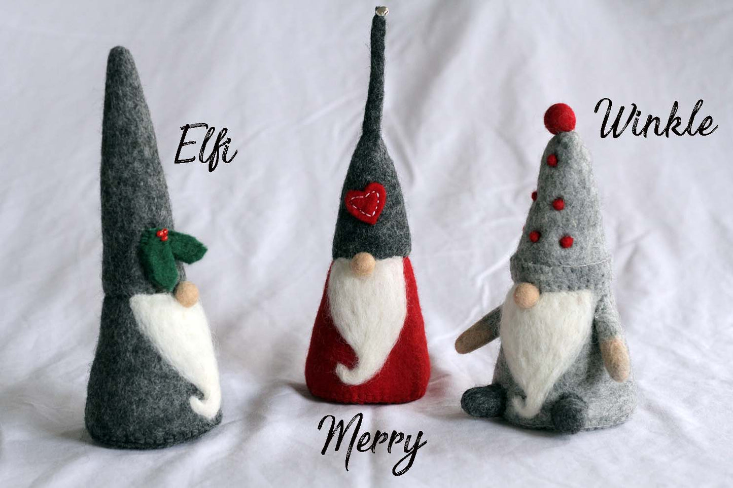 Classic Red Table Top Gnome Set of 3