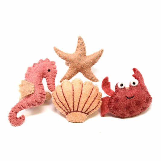 Hand-felted Seashore Napkin Rings, Set of Four Designs - Global Groove (T) - Global Groove Life