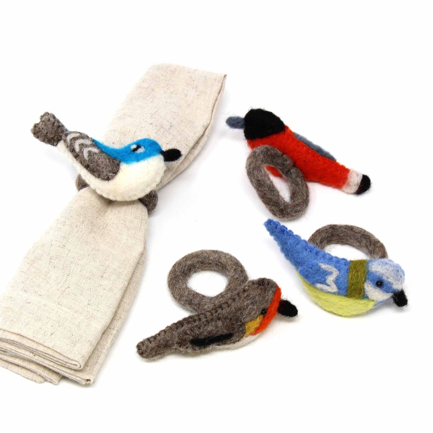 Hand-felted Bird Napkin Rings, Set of Four Colors - Global Groove (T) - Global Groove Life