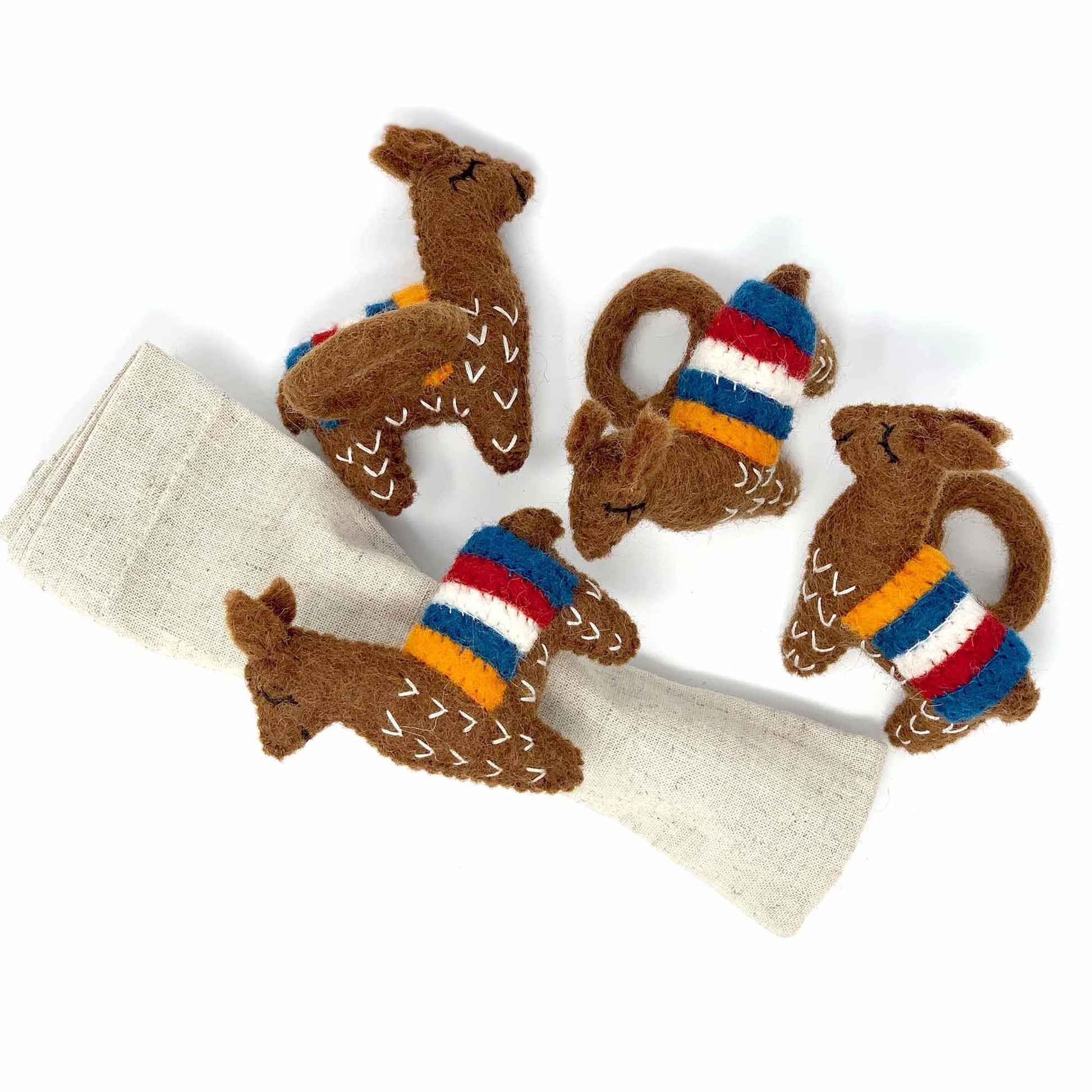 Llama Napkin Rings, Set of Four Chocolate - Global Groove (T) - Global Groove Life