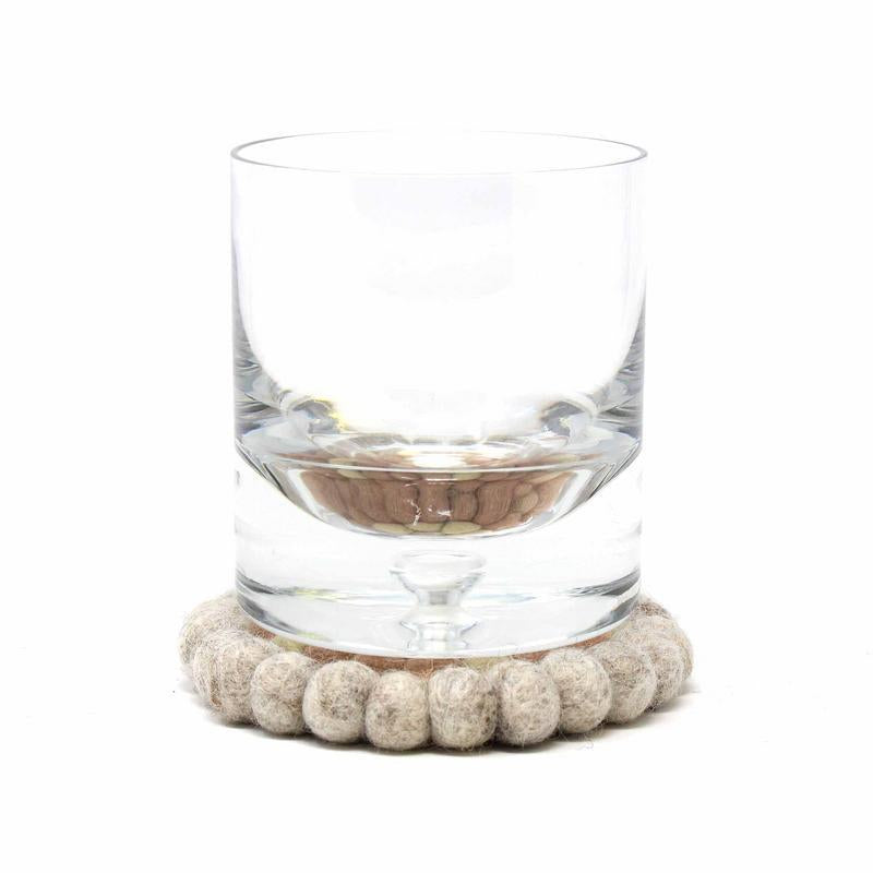 Hand Crafted Felt Ball Coasters from Nepal: 4-pack, Flower Pinks - Global Groove (T) - Global Groove Life