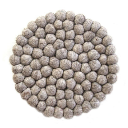 Hand Crafted Felt Ball Coasters from Nepal: 4-pack, Light Grey - Global Groove (T) - Global Groove Life