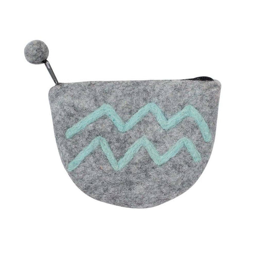 Felt Aquarius Zodiac Coin Purse - Global Groove - Global Groove Life