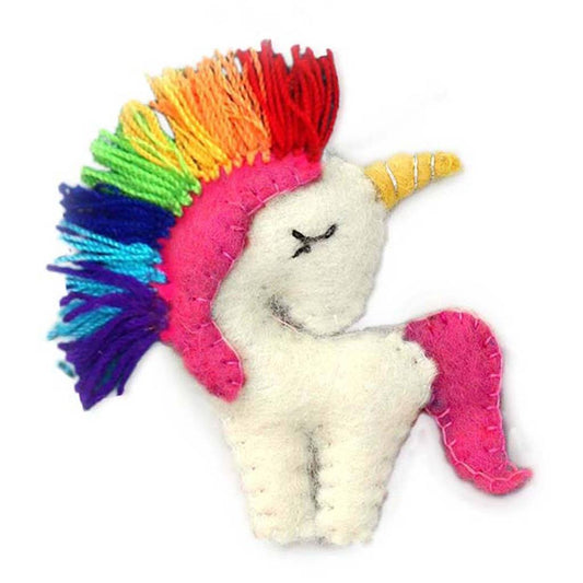 This Global Groove Life, handmade, ethical, fair trade, eco-friendly, sustainable, felt, rainbow Unicorn ornament, was created by artisans in Kathmandu Nepal and will be a beautiful addition to your Christmas tree this holiday season.