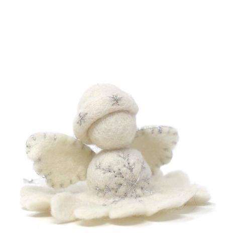 White and Red Angel Fairy Felt Ornament - Set of 2.